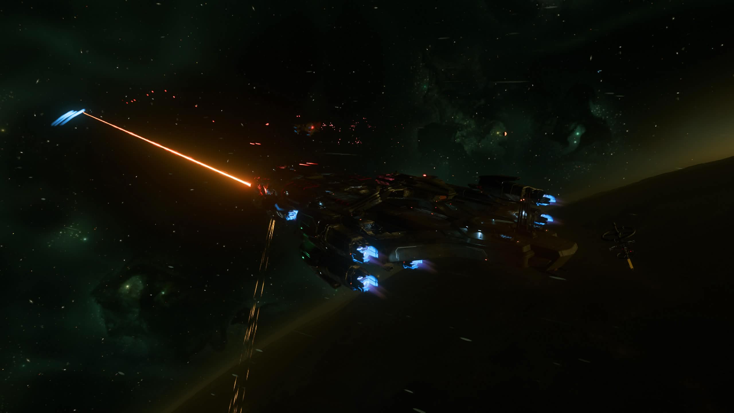 Fighters exchanging fire in deep space