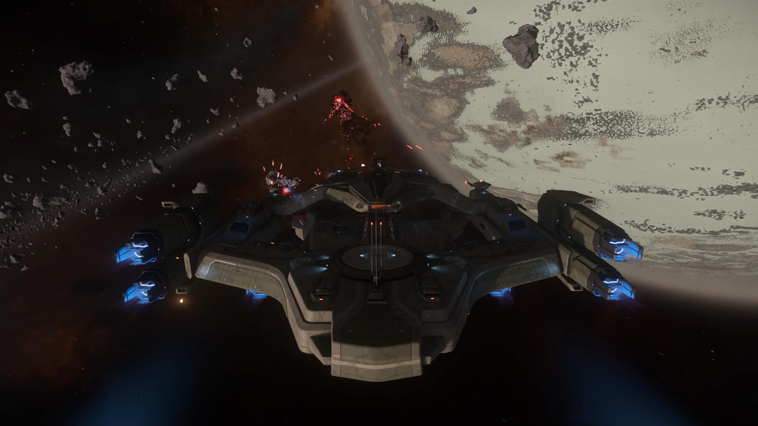Ship crossing a planetary horizon