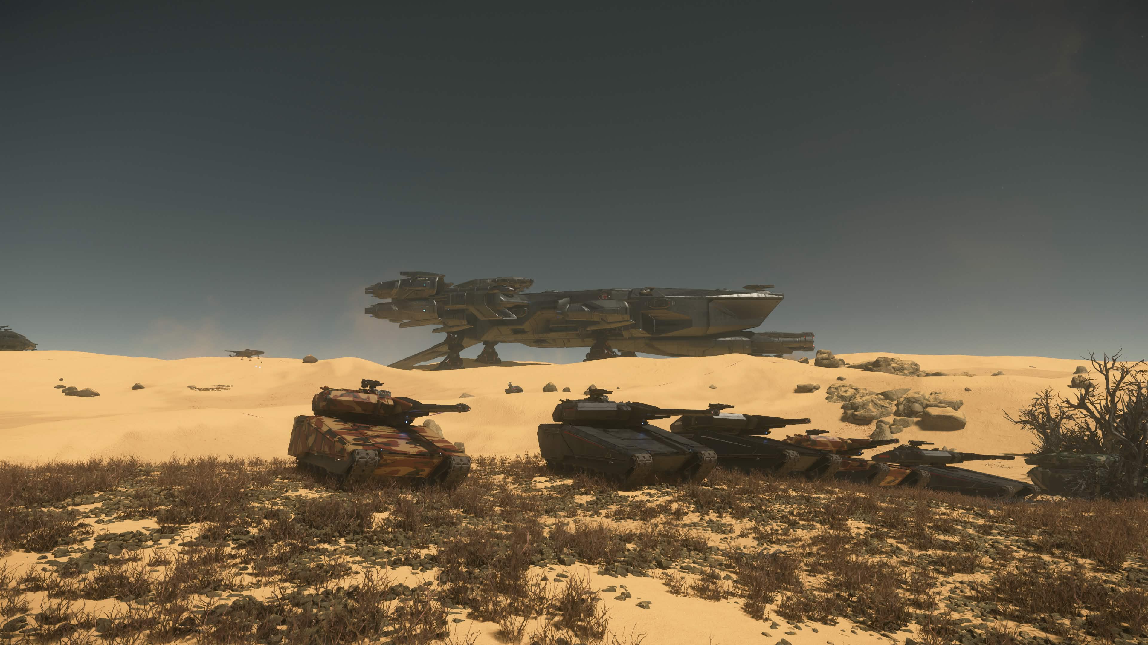 Ground vehicles crossing a desert landing zone