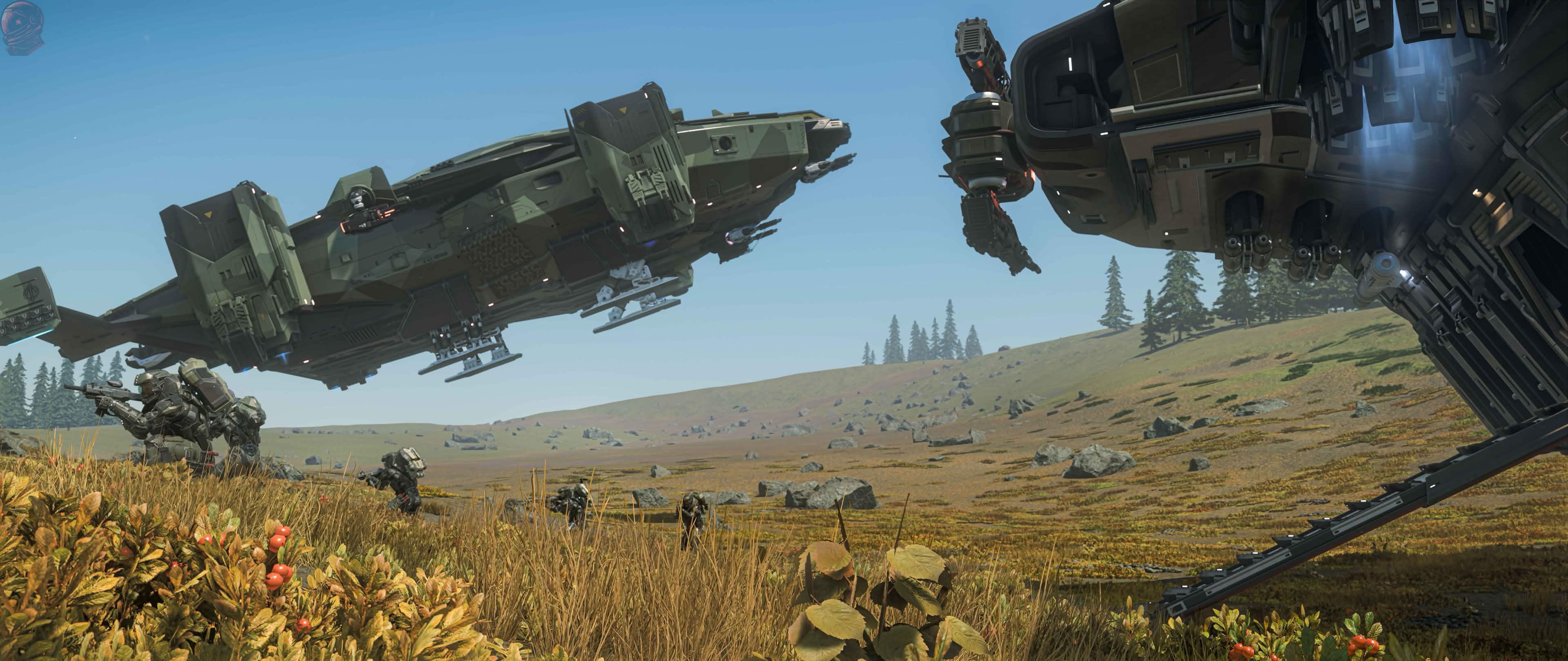 Third Fleet personnel operating beneath a landed dropship